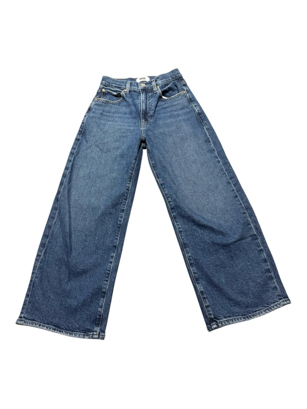 PAIGE Wide-Leg Denim Jeans in Medium Blue Size 24 Petite Ankle Boho Summer - Picture 5 of 11